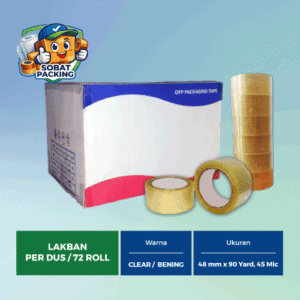 Lakban Bening 48 mm x 90 yard, 45 micron