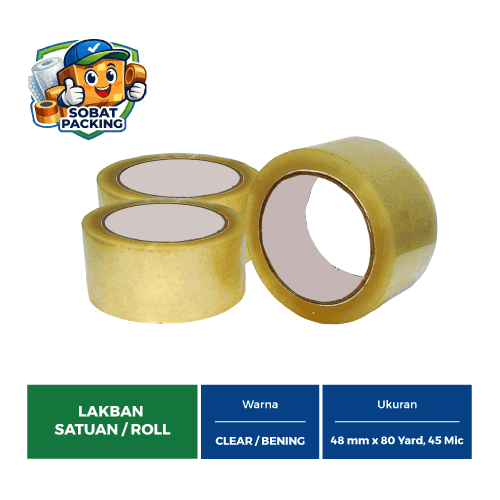 Lakban Bening 48mm x 80 yard, 45 micron
