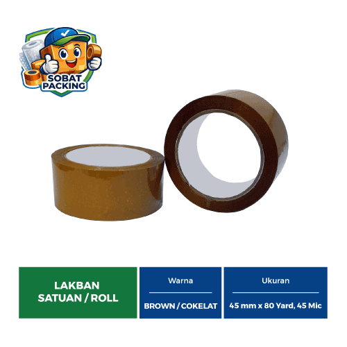 Lakban Cokelat 45 mm x 80 yard, 45 micron