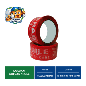 Lakban Fragile Merah 48 mm × 80 Yard, 45 Micron